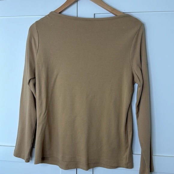 Karen Scott Boat Neck long Sleeve Caramel T-Shirt Size: Medium - Picture 10 of 10